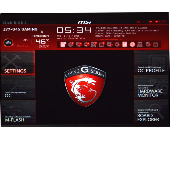 MSI Z97-G45 GAMING Computer i7-4790 3.60GHz 32GB 500GB SSD 1TB Win10 Pro GT 730