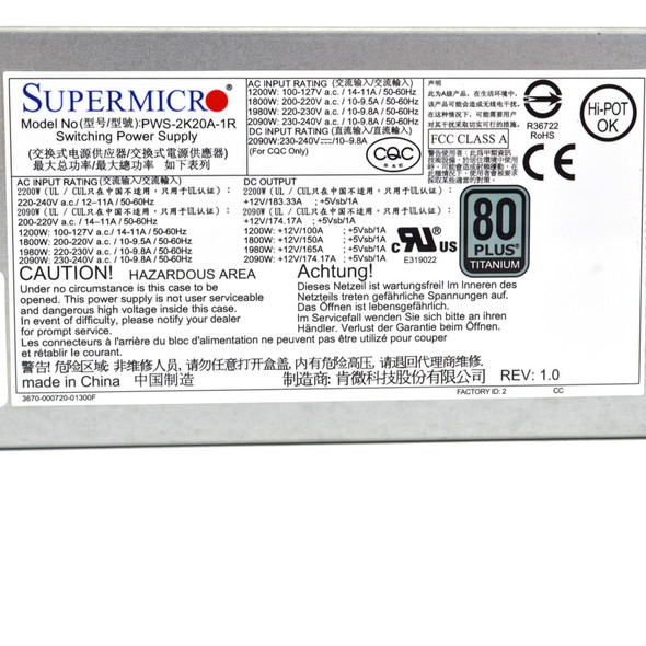 Supermicro PWS-2K20A-1R Switching Power Supply