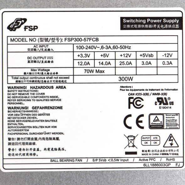 FSP FSP300-57CFB Power Supply 300W 100-240VAC