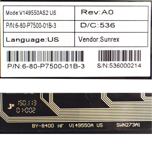 Sunrex V149550AS2 US Laptop Replacement Keyboard