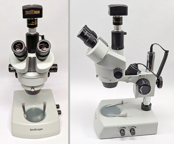 AmScope SM-2T Trinocular Stereo Zoom Microscope 5.1MP Camera/Lights/Pillar Stand