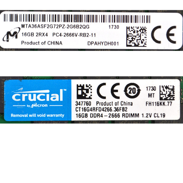 Micron MTA36ASF2G72PZ-2G6B2 Server ECC Memory 16GB (2)