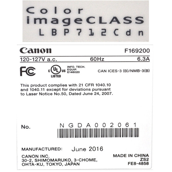 Canon LBP712CDN Color imageCLASS Laser Printer Page Count 70563