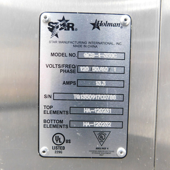 Star QCS-1-350C Commercial Conveyor Toaster 120V 1 Phase 350 Slices/hr.