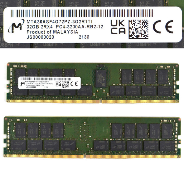 Lot 32 Micron MTA36ASF4G72PZ-3G2R1 32GB 2Rx4 PC4-3200AA Server Memory RAM RDIMM