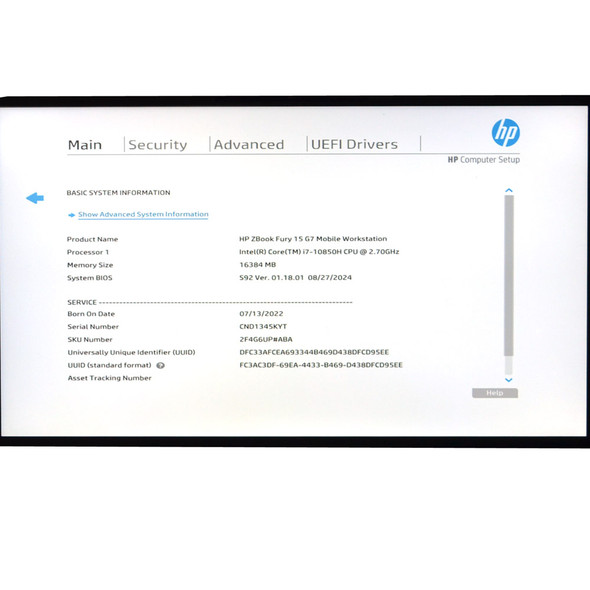 HP ZBook FURY 15 G7 Mobile Workstation i7-10850H 2.70GHz 512GB 16GB Win11 Pro