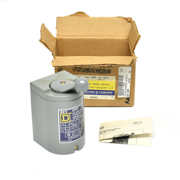 Square D 2601BG1 Reversing Drum Switch 3-Pole Manual 600VAC