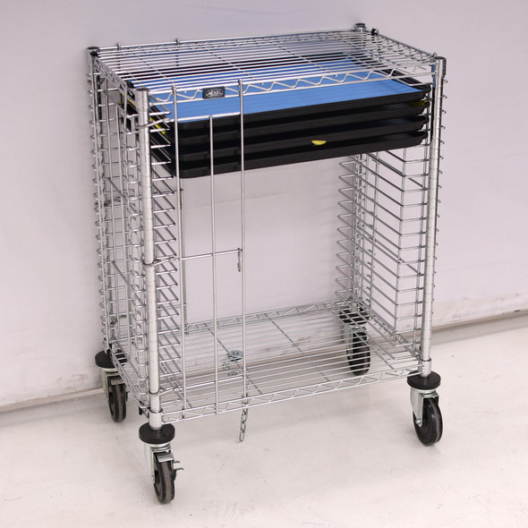 Nexel Side Load 19-Tray Wire Cart Mobile ESD Assembly 30"x 18"x 40" w/ Stop Kit