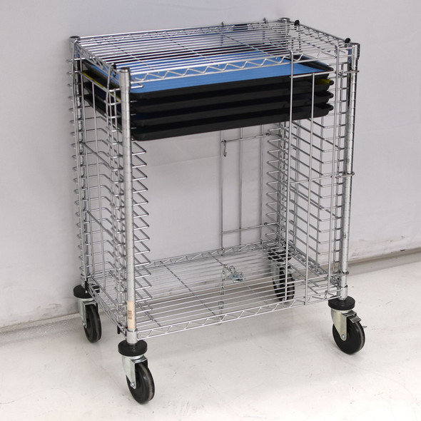 Nexel Side Load 19-Tray Wire Cart Mobile ESD Assembly 30"x 18"x 40" w/ Stop Kit