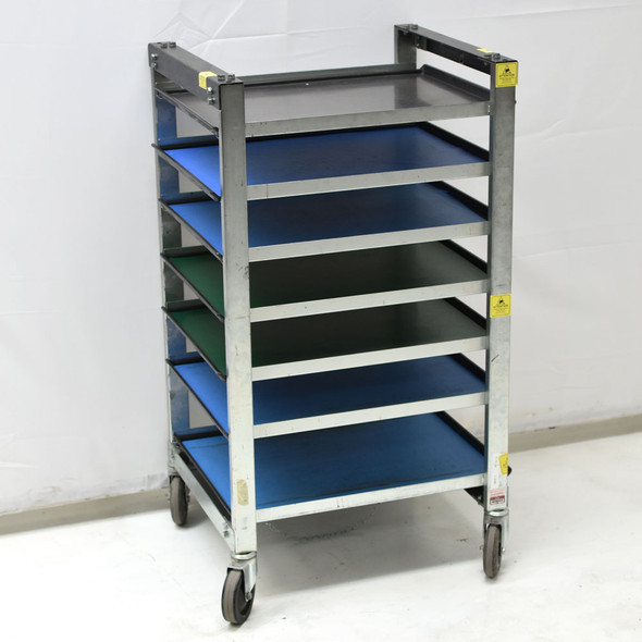 Bliss 26" x 20" Front-Loading 7-Tray Cart Welded ESD-Safe PCB Board Parts Rack