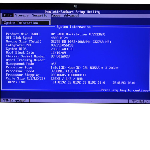 HP Z400 Workstation Desktop Xeon W3656 3.20GHz 250GB 500GB 32GB Win10 Not Activ