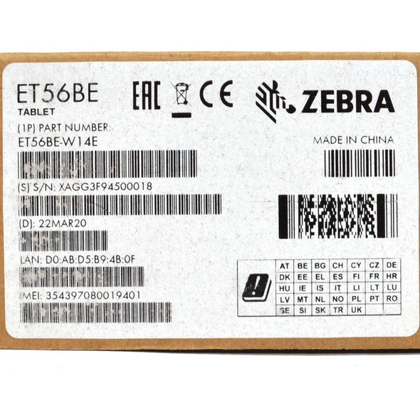 Zebra ET56BE-W14E 8.4" Rugged Tablet Windows 10 IoT 4G LTE 64GB 8GB RAM IP65