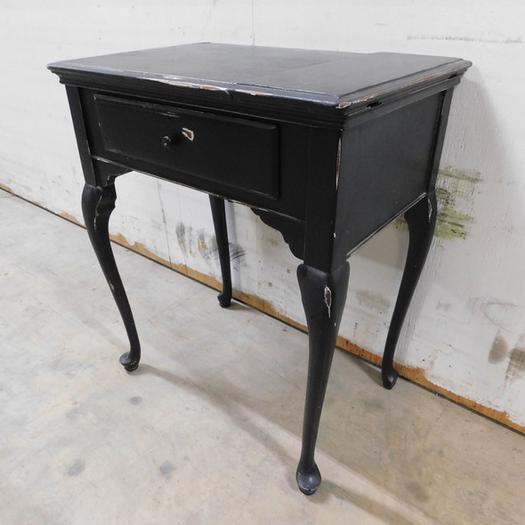 Singer Queen Anne Sewing Machine Cabinet Table Black Vintage Nightstand