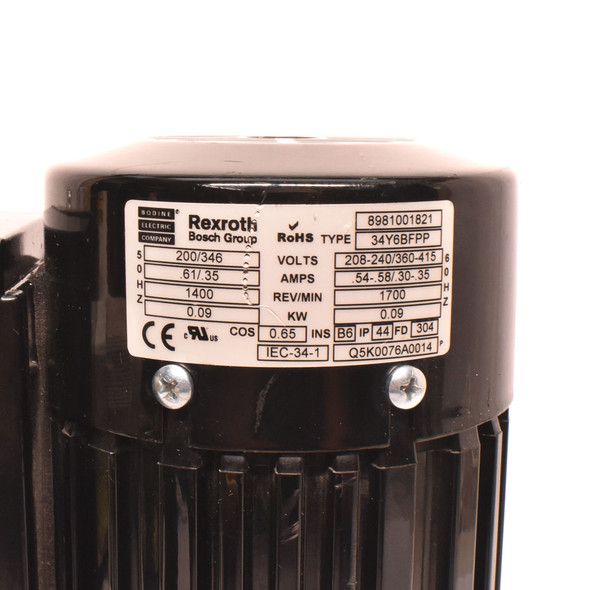 Bosch Rexroth 34Y6BFPP AC Motor 3PH 1700 RPM 3842503060 Gear Unit