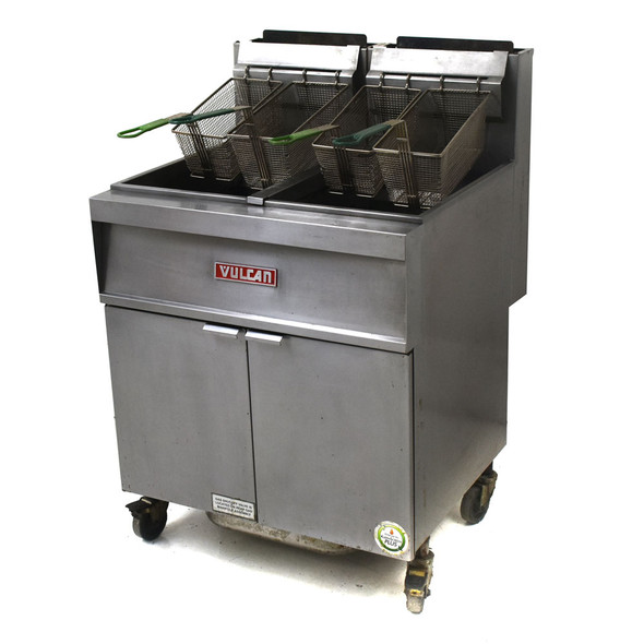 Vulcan 2GR45AF 2 Bay Natural Gas Floor Fryer 240,000 BTU w/ Filtration System