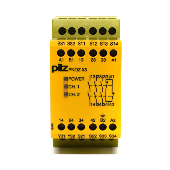 Pilz PNOZ X3 230VAC 24VDC 3n/o 1n/c 1so Safety Relay DIN Rail Mountable 774318