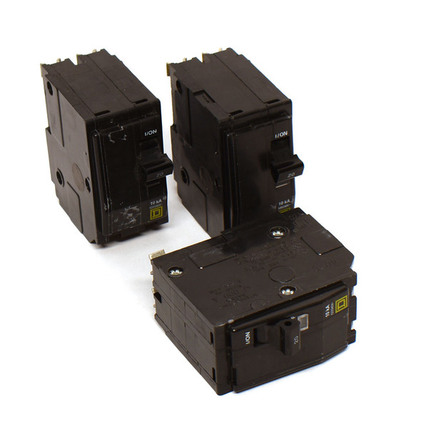 Square D QO220 Circuit Breaker 2Pole 20A 120/240VAC HACR 10kA (3)