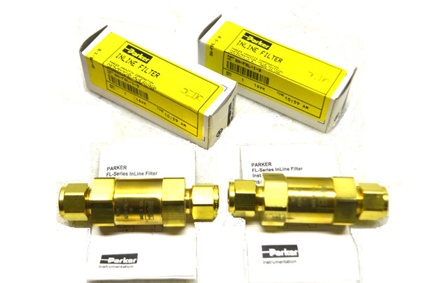 (2) NEW Parker 8A-F8L-1-B Brass F Series 1-Micron 1/2" Inline Filters
