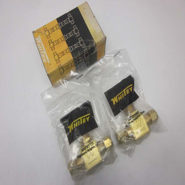 NEW Lot of 2 Whitey / Swagelok B-18VS8 Brass Integral Bonnet Needle Valves 1/2"