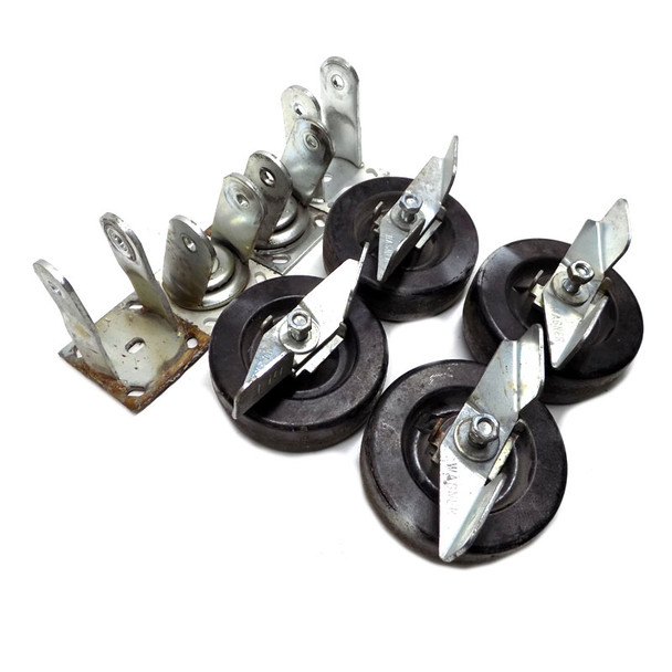 (4) Wagner Casters 6" x 2" Industrial Swivel Locking Heavy Duty Galvanized