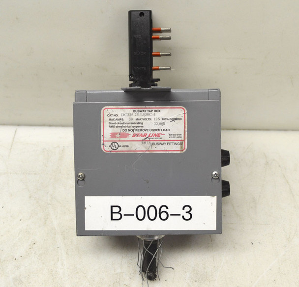 StarLine DC225-25-L530C-4 34UA Busway 30A Tap Box 125VAC Plug-In Fusible Drop