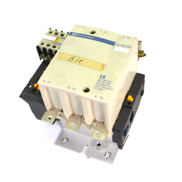 Telemecanique LC1F115 3-Pole 600V 115A Contactor w/ LA1 DN22 Contact Block