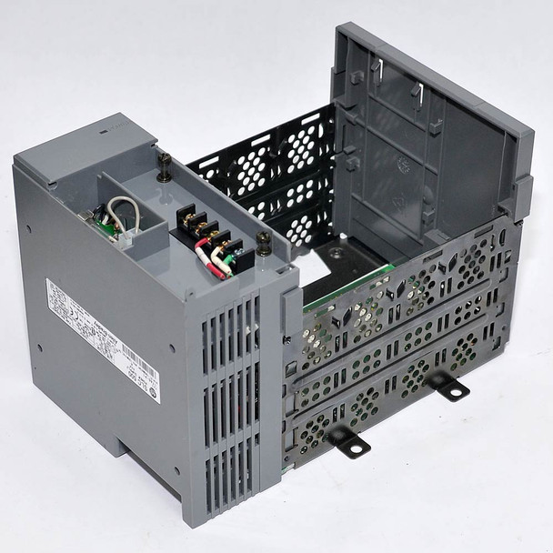 Allen-Bradley 1746-P1/1746-A4 SLC 500 4-Slot PLC Logic Rack Cracked, No Door