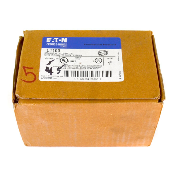 Eaton LT100 Straight Male Connector w/o Insulated Throat Bushing 1" (5)