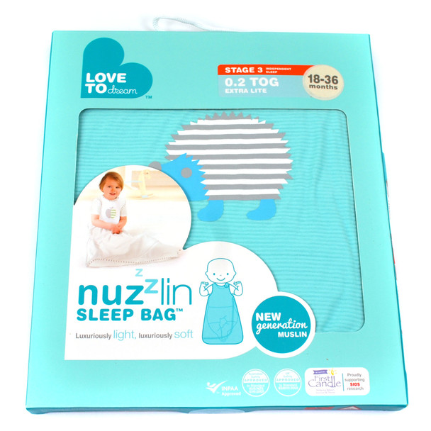 Love to Dream Nuzzlin Baby Sleep Bag Sack 18-36M Stage 3 Aqua 0.2 TOG Extra Lite