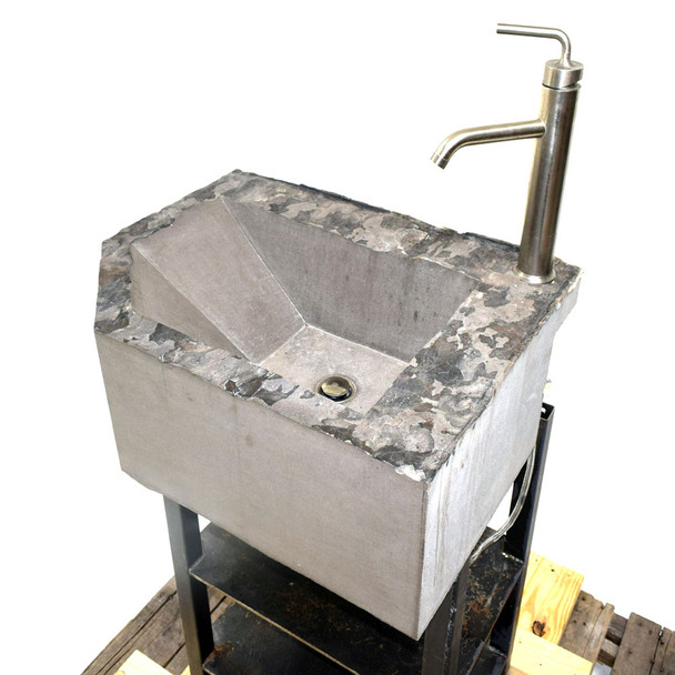 Custom Modern Soapstone Basin Sink Assembly 24"W x 18"D w/ Stand & Kohler Faucet