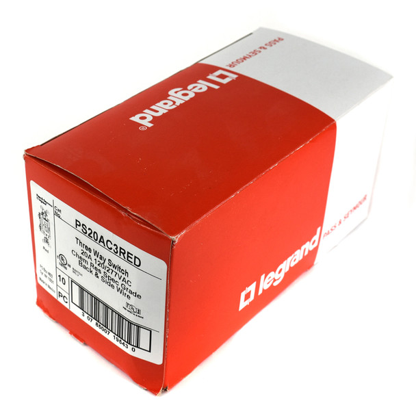 Legrand Pass & Seymour PS20AC3RED 3-Way Light Switch 20A 120/277V Chem Red (10)