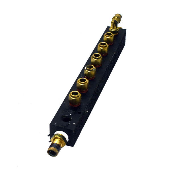 10-Port Aluminum 12.375" Hydraulic Manifold Block (2) 3/4"NPT (8) 1/2"NPT Brass