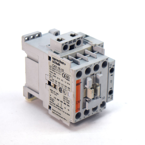 Sprecher+Schuh CA7-16-10 3-Phase 600VAC Max 16A Contactor w/ CA7-PA Aux Contact