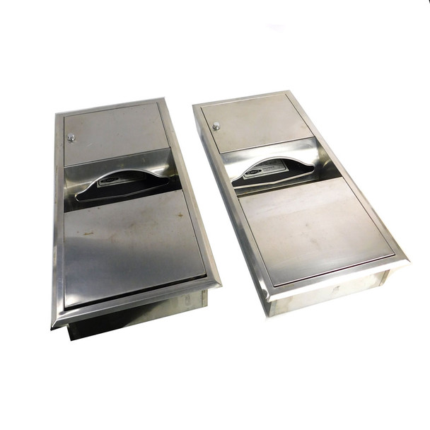 Bobrick Commercial Paper Towel Dispenser Trash Can Recessed Stainless Steel (Lot 2)