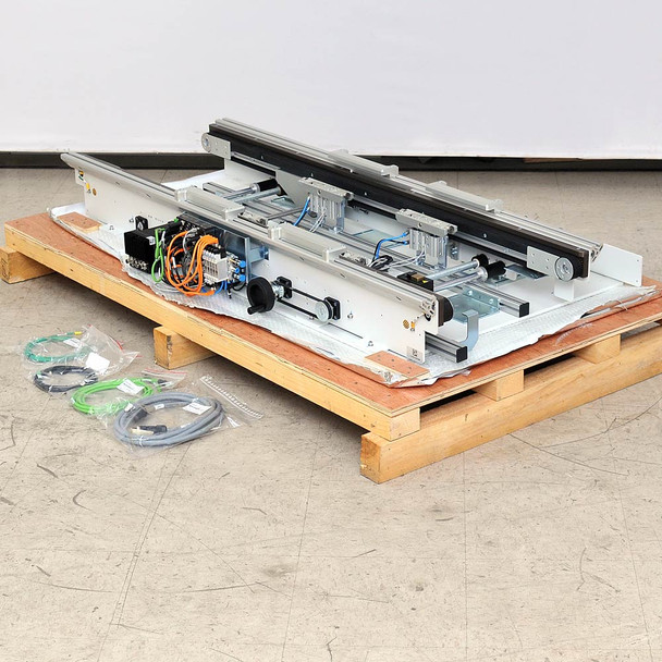 1.4m Open-Center 1" Edge Belt Conveyor with Servotronix Motor, 3 Stops