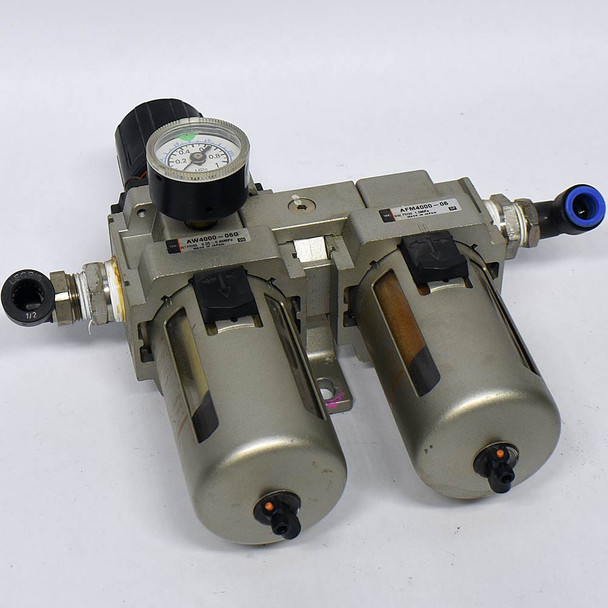 SMC Pneumatics AW4000-06G Filter Regulator w/ AFM4000-06 Mist Separator 1MPa Max