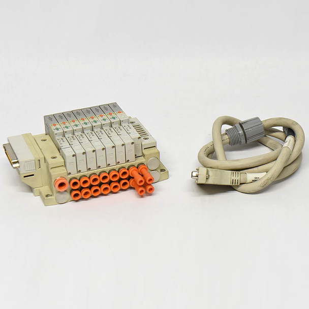 SMC Pneumatics (7) SV1400-5FUD (1) SV1100-5FUD Solenoid Valves w/ Valve Manifold