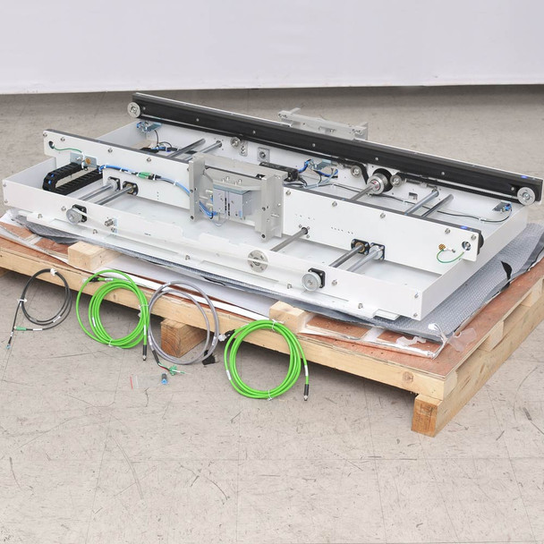 1.4m Open-Center 1" Edge Belt Conveyor with Servotronix Motor, Adjustable 1.4m Open-Center 1" Edge Belt Conveyor with Servotronix Motor, Adjustable