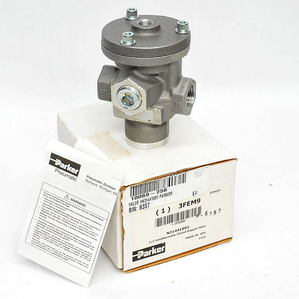 Parker N31441091 1/2 Inlet Normally Closed Poppet Valve Air Pilot 250PSI