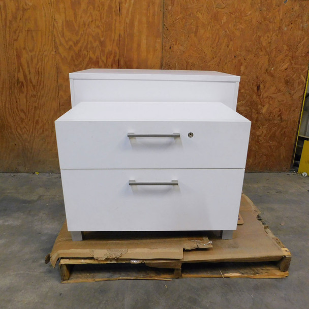 Lateral Filing Storage Cabinet White Wooden 2-Drawer 30" W x 19" D x 23" H
