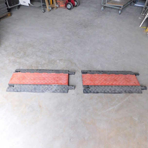 (2) Uline H-4618 5-Channel Cable Protector Ramp Cord/Hose Floor Bridge 36" x 20"
