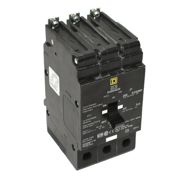 Square D EGB34020 Circuit Breaker 480/277V 20A 3-Pole