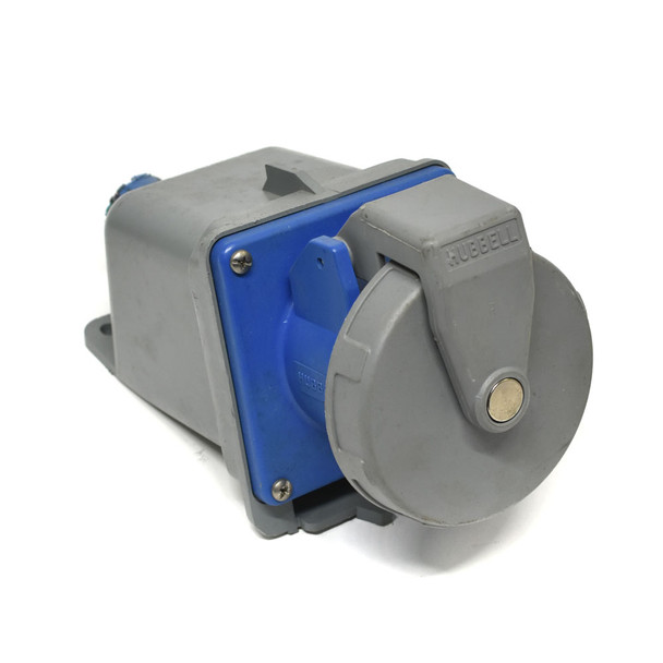 Hubbell 460R9W Pin & Sleeve Receptacle w/ Plastic Backbox