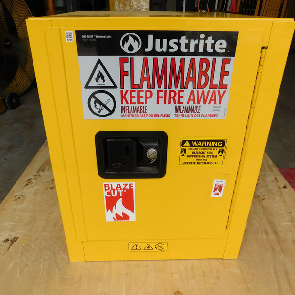 Justrite 890400 Flammable Liquid Storage Cabinet 4-Gallon w/ Fire Suppresion