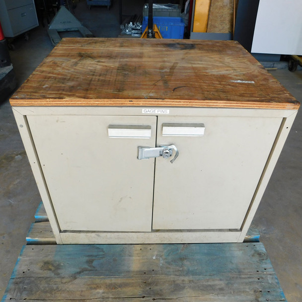 Wood Top Steel Shop Cabinet 2-Door w/ Shelf 31" W x 24" D x 26.5" H