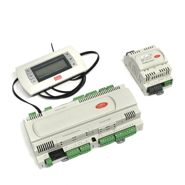 Carel PCO1002AS0 I/O Controller w/PGD0000F01 Temp Display & PCOUMI2000 Interface
