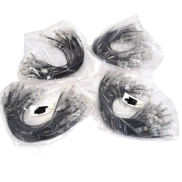 Black UTP Cat 6 Slim 1FT Ethernet Patch Cable (100)