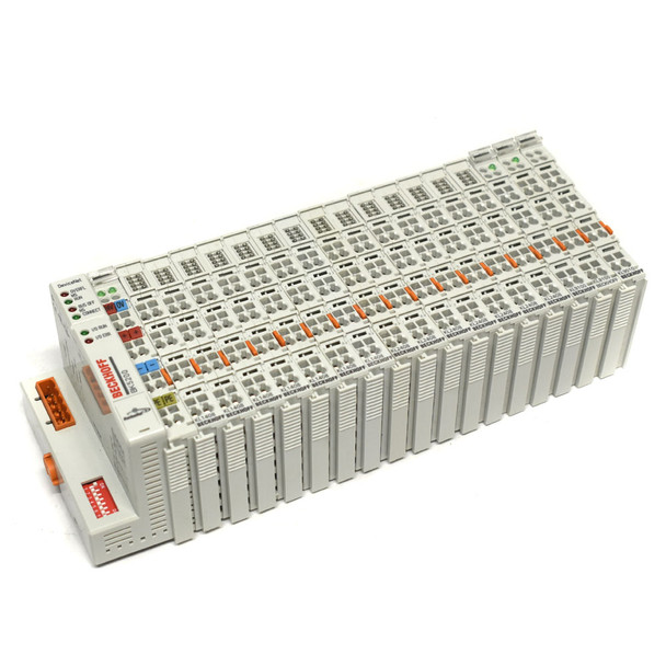 Beckhoff BK5200 DeviceNet Bus Coupler w/KL1408, KL2408, KL9100, & KL9010 Modules
