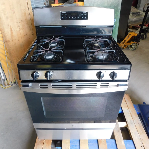 GE Gas Range Stove Oven 4-Burner 30" Free Standing JGB635REK4SS Stainless Steel
