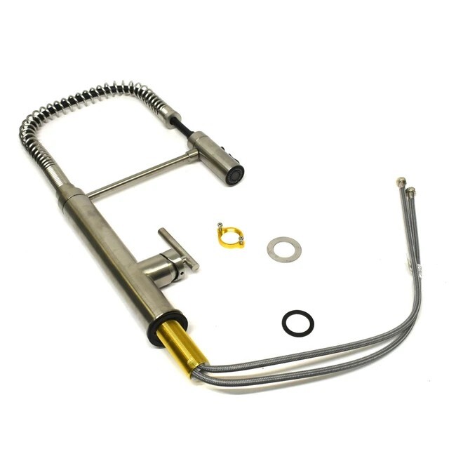 Kohler stainless semi-pro kitchen sink faucet with its fittings